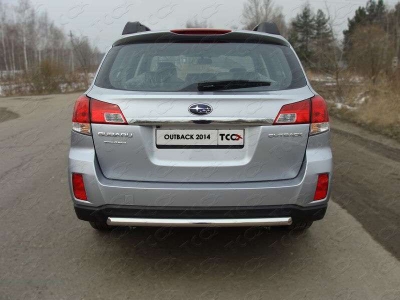 Защита заднего бампера центральная 50 мм ТСС для Subaru Outback 2012-2014