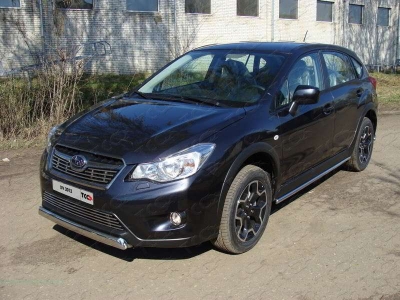 Защита передняя овальная 75х42 мм ТСС для Subaru XV 2011-2017